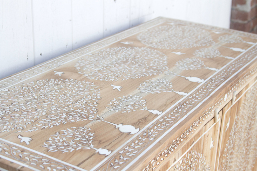 Finely Inlay Tree of Life Teak Buffet   Mediterranean   Accent Chests And Cabinets   by De cor  Houzz