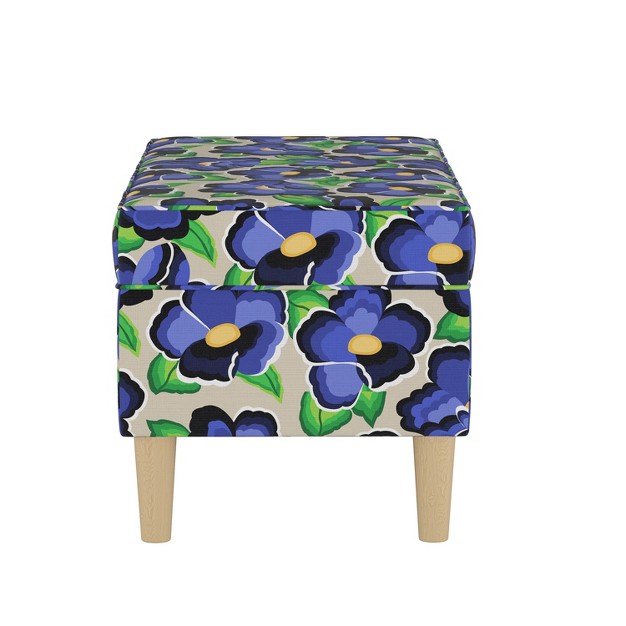 Skyline Furniture Storage Bench In Carla Floral Blue