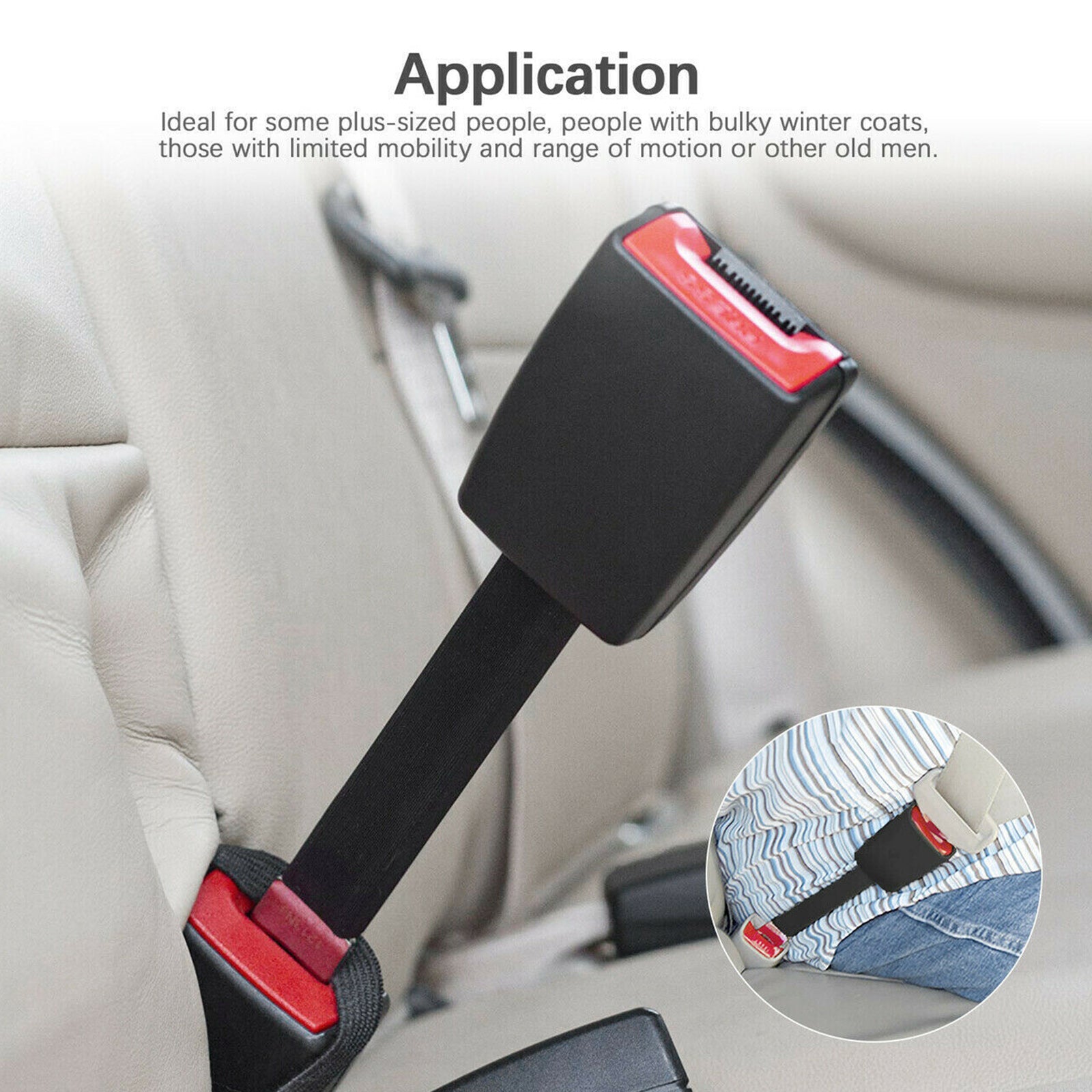 Tomfoto Car Safety Belt Extender Safety Belts Buckle 25cm Auto Seat Safety Belt Extending Seatbelt Clip Car Accessories