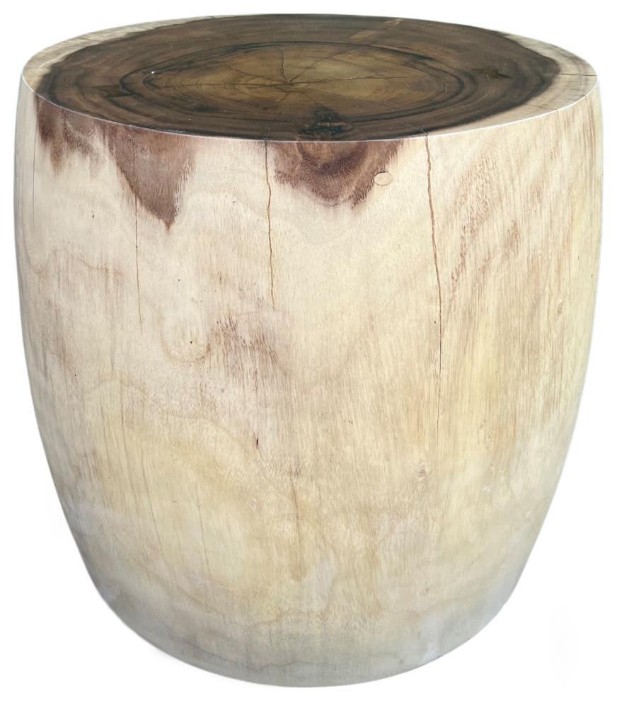 Monkey Pod Drum Stool Table 1   Rustic   Side Tables And End Tables   by Design Mix Furniture  Houzz