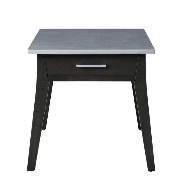 ACME Zemocryss End Table in Marble and Dark Brown Finish