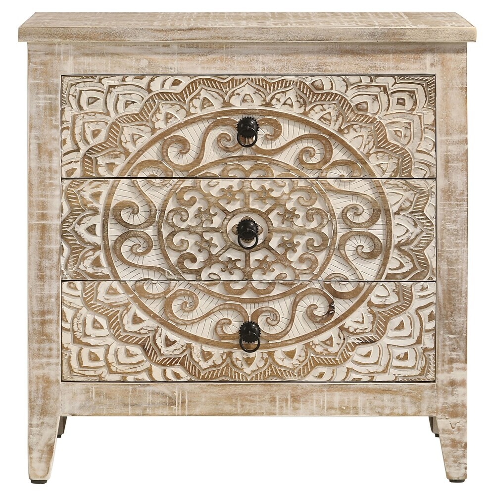 Coaster Furniture Mariska 3 drawer Wooden Accent Cabinet White Distressed   28.00'' x 16.00'' x 28.00''