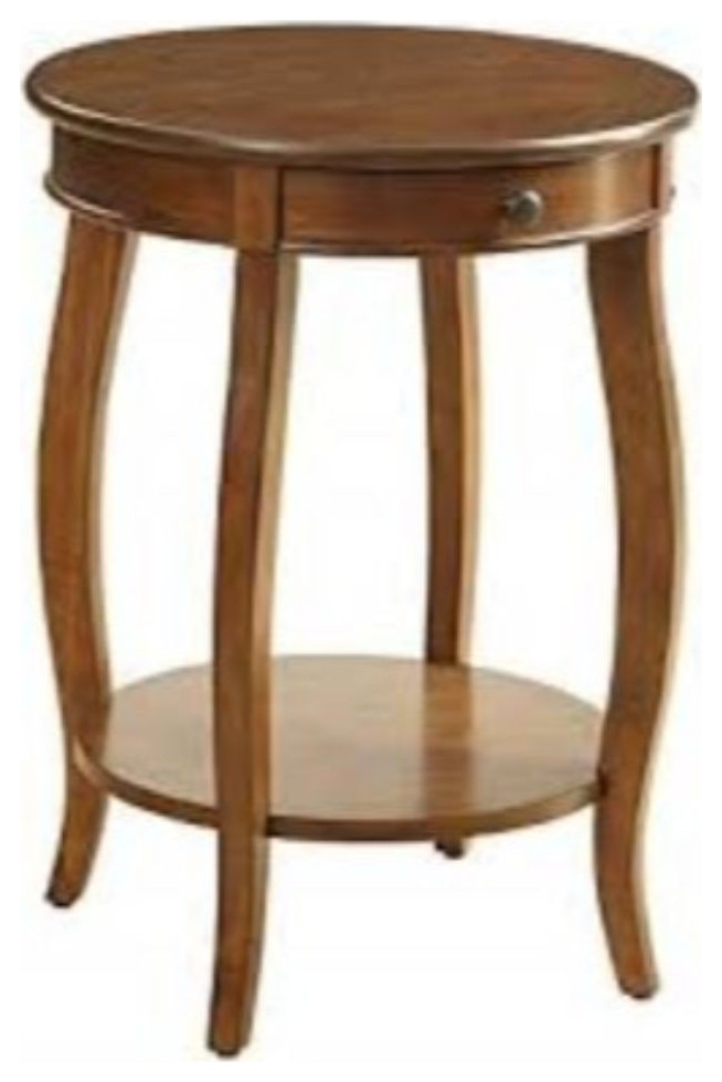 24 quotBrown Solid Wood Round End Table With Shelf   Transitional   Side Tables And End Tables   by HomeRoots  Houzz