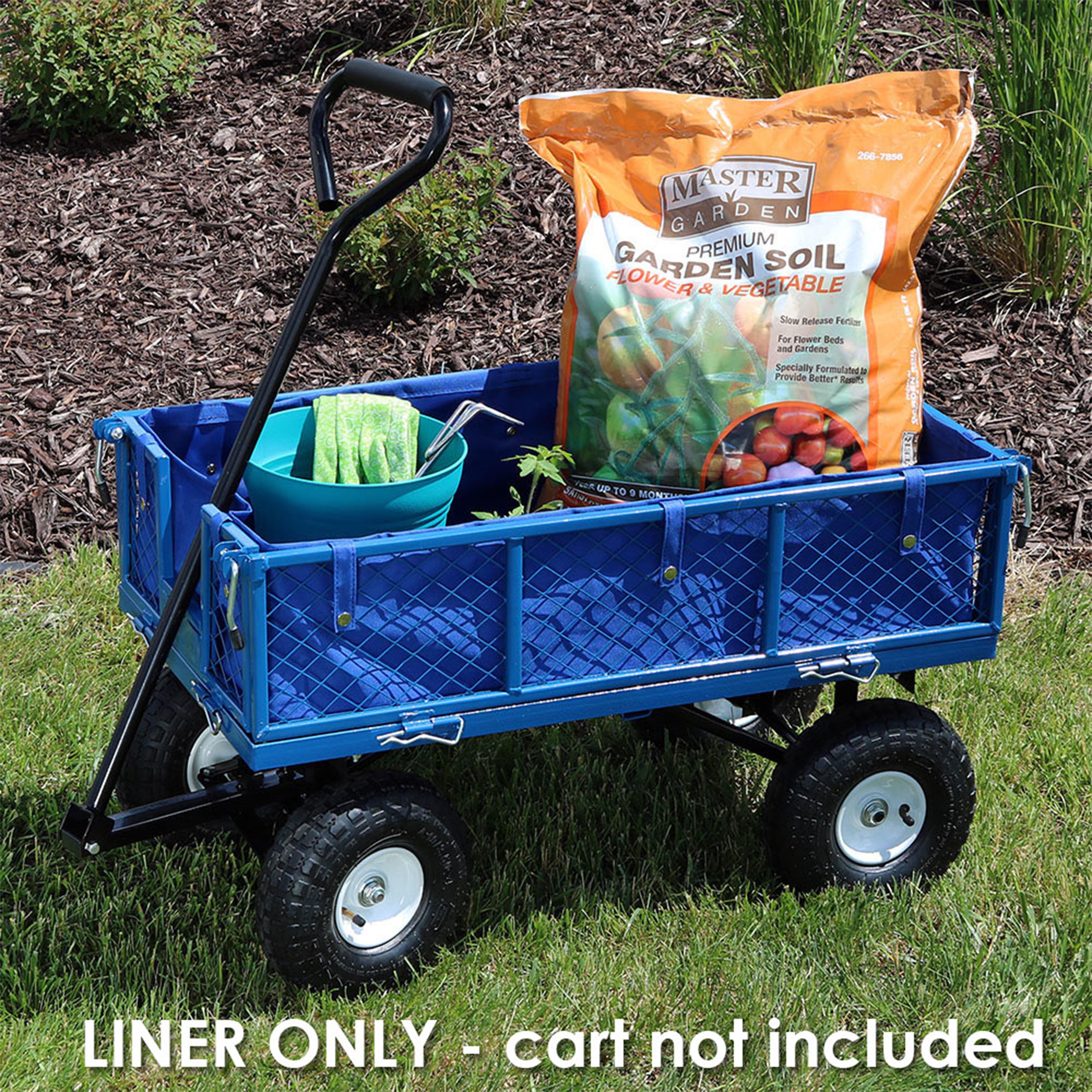 Sunnydaze Outdoor Lawn and Garden Weather-Resistant Heavy-Duty Polyester Utility Wagon Cart Protective Liner - Blue