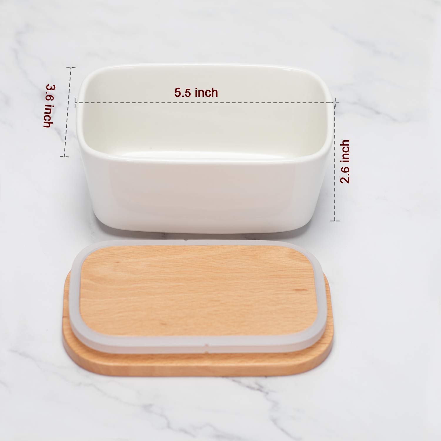 amHomel 2-Pack 6 inch Butter Dish All White