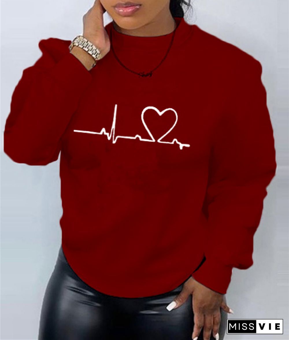 Long Sleeve Round Neck Loose Sweatshirt Tops