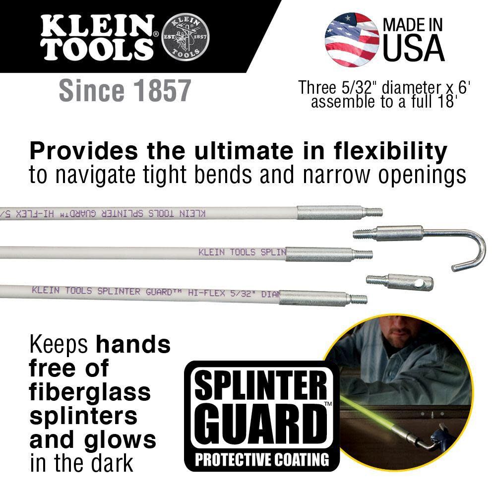 Klein Tools 18' (5.5 m) Hi-Flex Glow Rod Set 56418 from Klein Tools