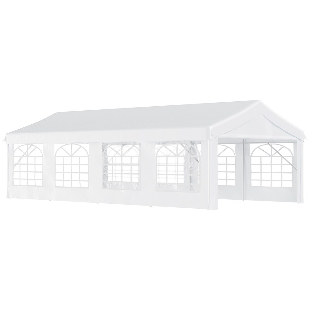 Outsunny 13' x 26' Party Tent   Carport with Removable Sidewalls and Zipper Doors  Heavy Duty Canopy Tent Sun Shade Shelter