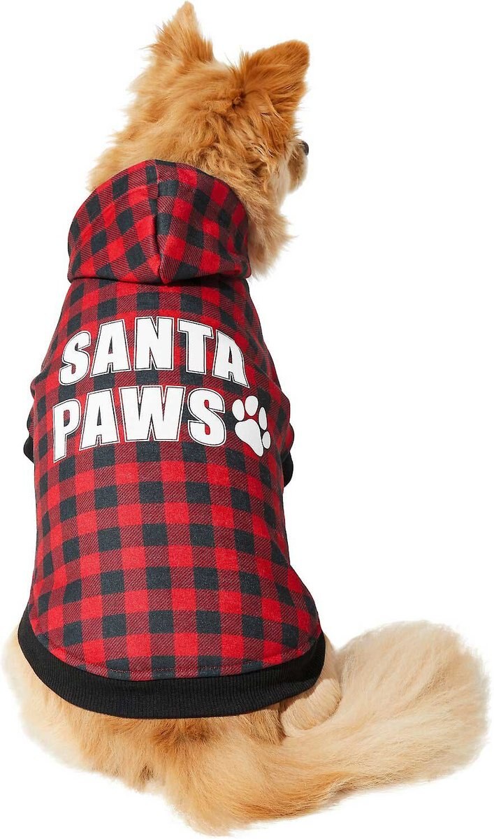 Frisco Plaid Santa Paws Dog and Cat Hoodie