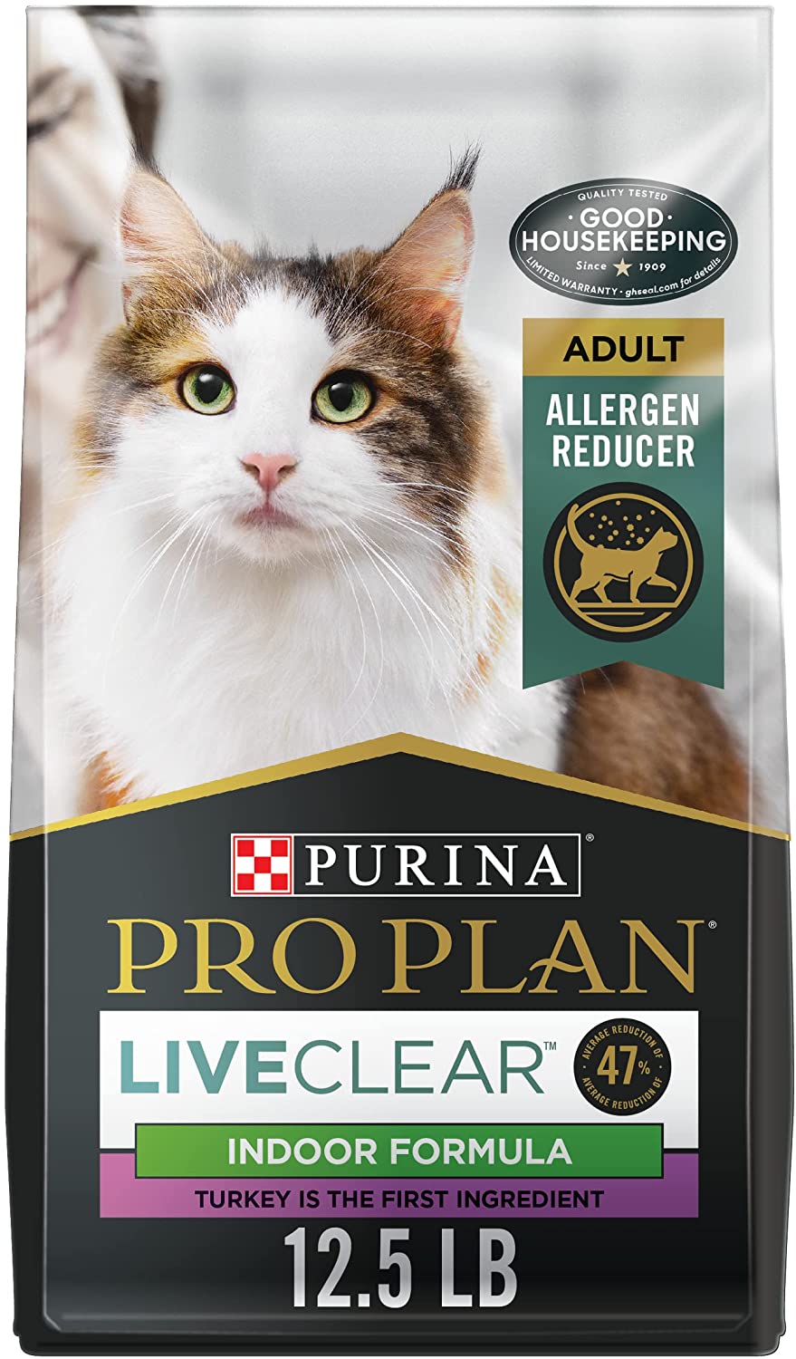 Purina Pro Plan LiveClear with Probiotics Allergen Reducing Indoor Turkey and Rice Adult Dry Cat Food 12.5 lb. Bag