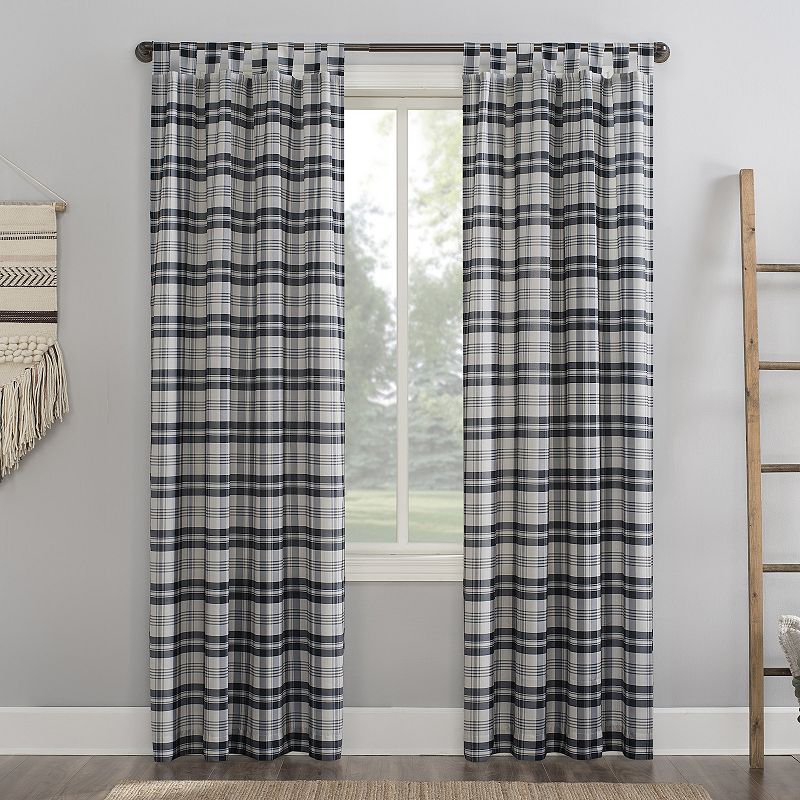 No. 918 Blair Farmhouse Plaid Semi-Sheer Tab Top Window Curtain