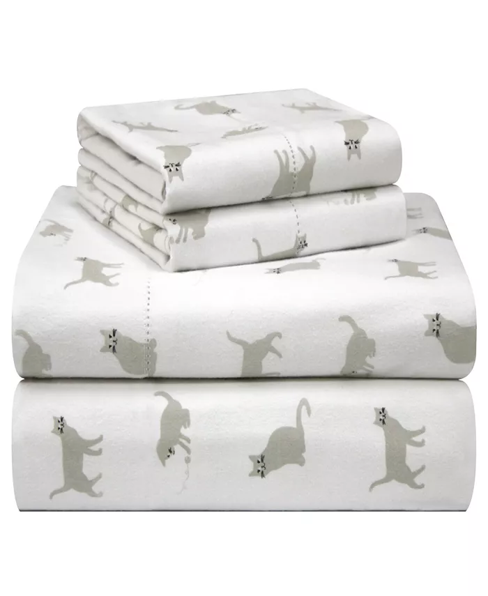 Pointehaven Whimsical Printed Flannel Sheet Set， Twin