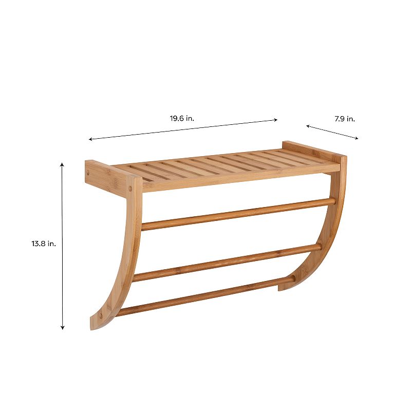 Organize It All Bamboo Wall Mount Shelf and Towel Rack