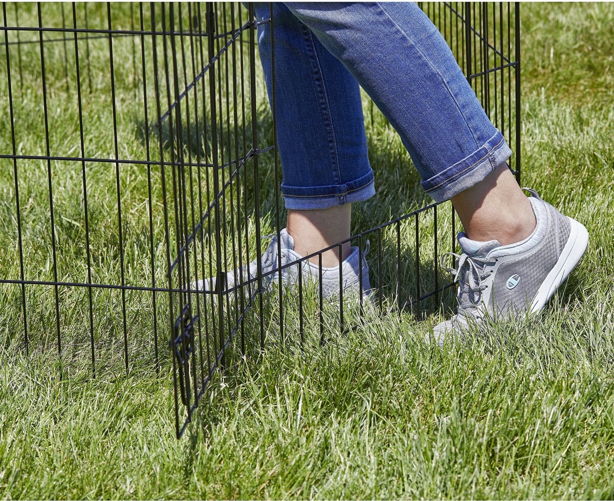 MidWest Wire Dog Exercise Pen with Step-Thru Door， Black E-Coat