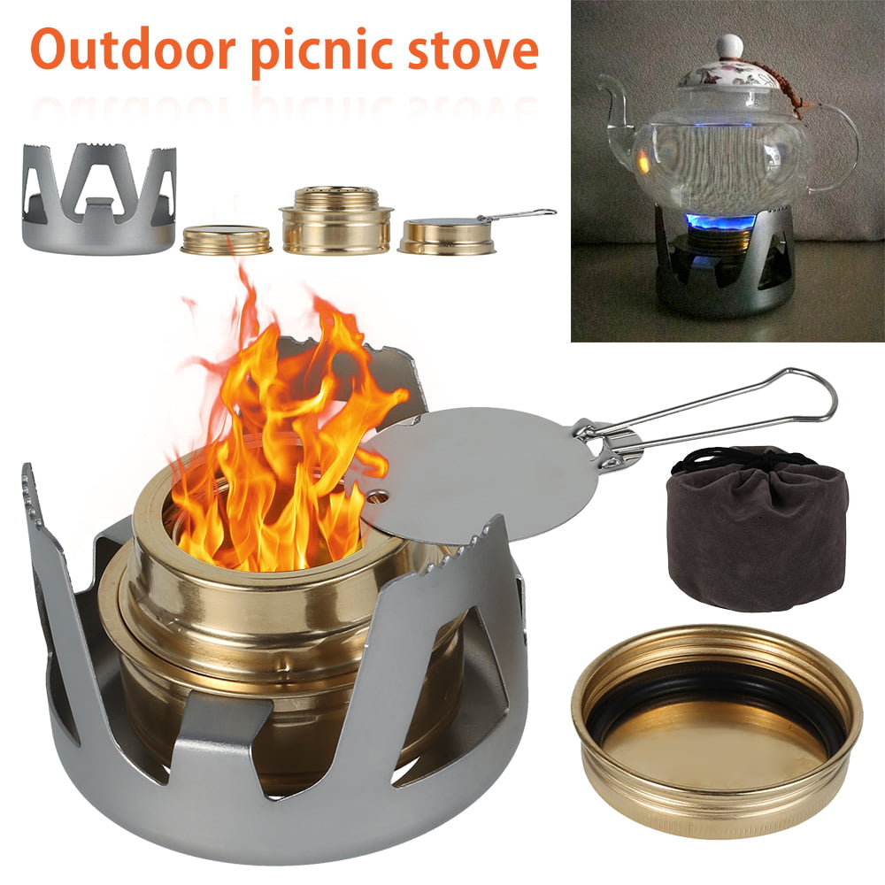 Willkey Mini Portable Outdoor Mini Alcohol Stove Burner Ultralight Camping Cookware Set for Outdoor Camping, Hiking, Backpacking, Picnic