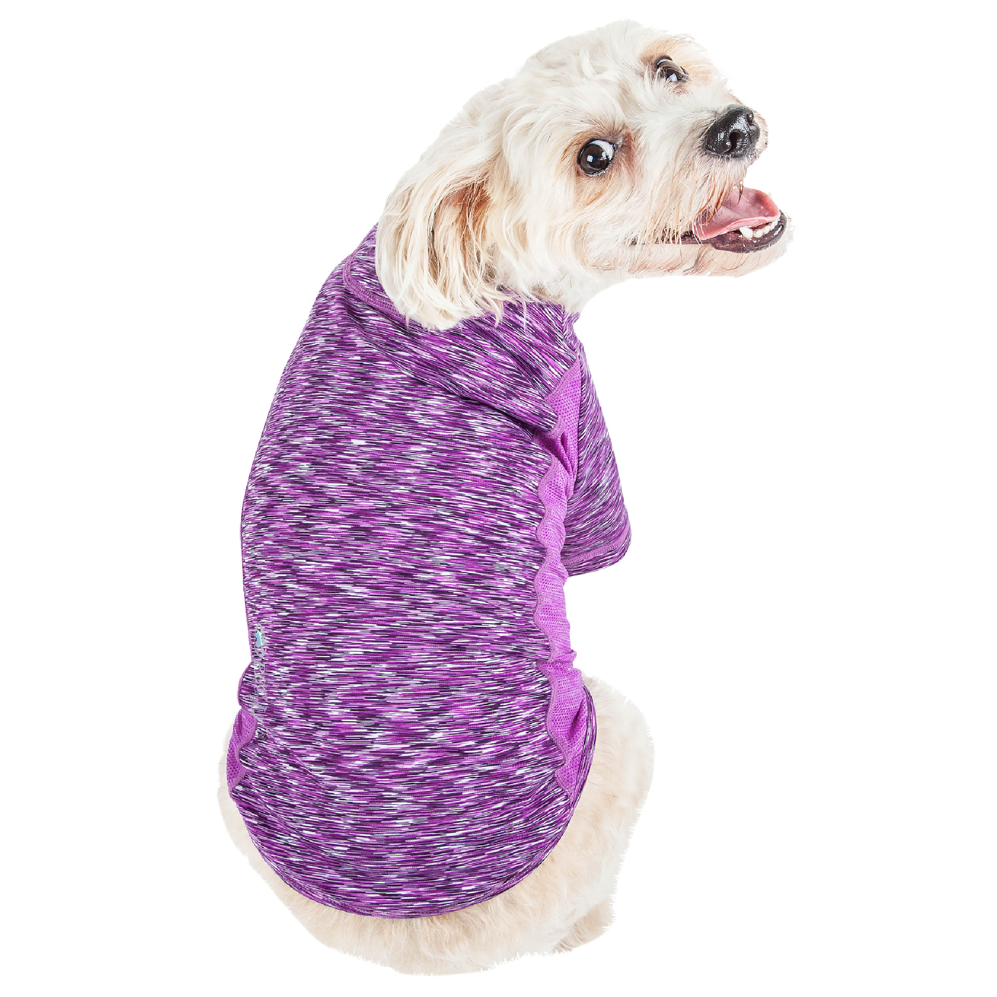 Pet Life Purple Active Warf Speed Heathered Ultra-Stretch Sporty Performance Dog T-Shirt， X-Small