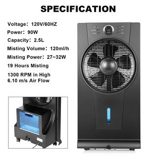 Amucolo 31.1 in. Floor Fan Humidifier and Misting Fan in Black with Remote Control 2.5L Water Tank and Automatic Shut-off Timer YeaD-CYD0-45NX