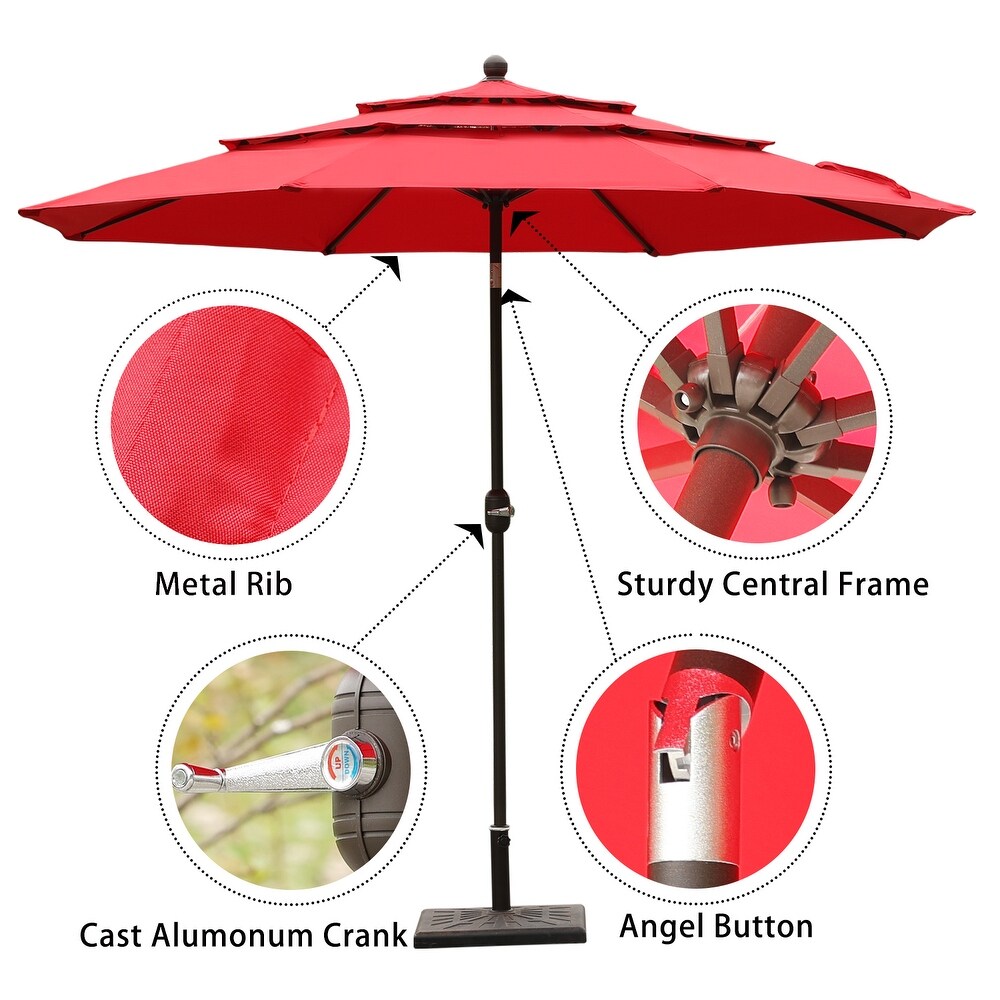 Aoodor Patio Umbrella 10 ft. for Dining Table Outdoor Market Yard Use 3 Tier Ventilation (Umbrella only)