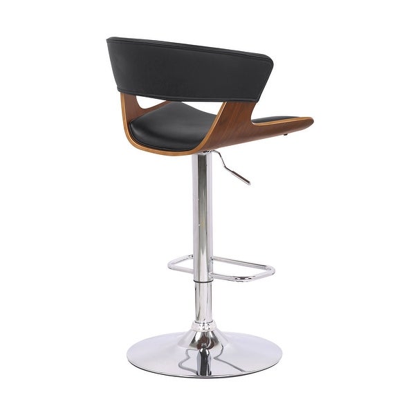 Black Faux Leather Adjustable Swivel Wooden Bar Stool - 43