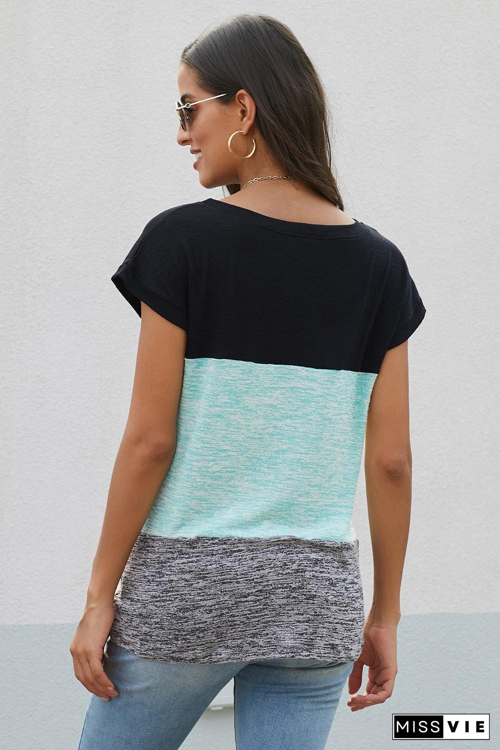 Green Color Block Twist Tee