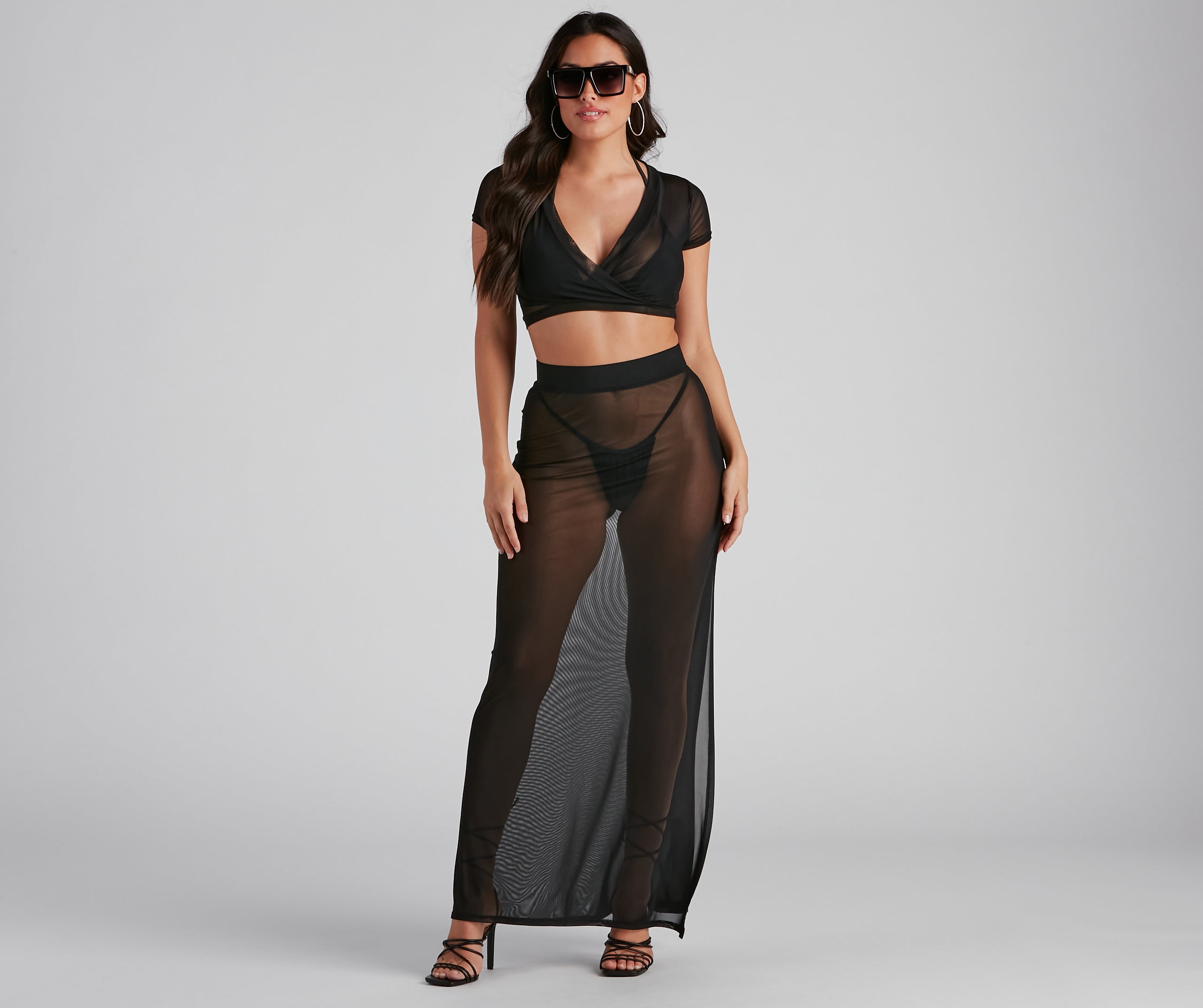 Wrap Me In Glam Mesh Maxi Skirt