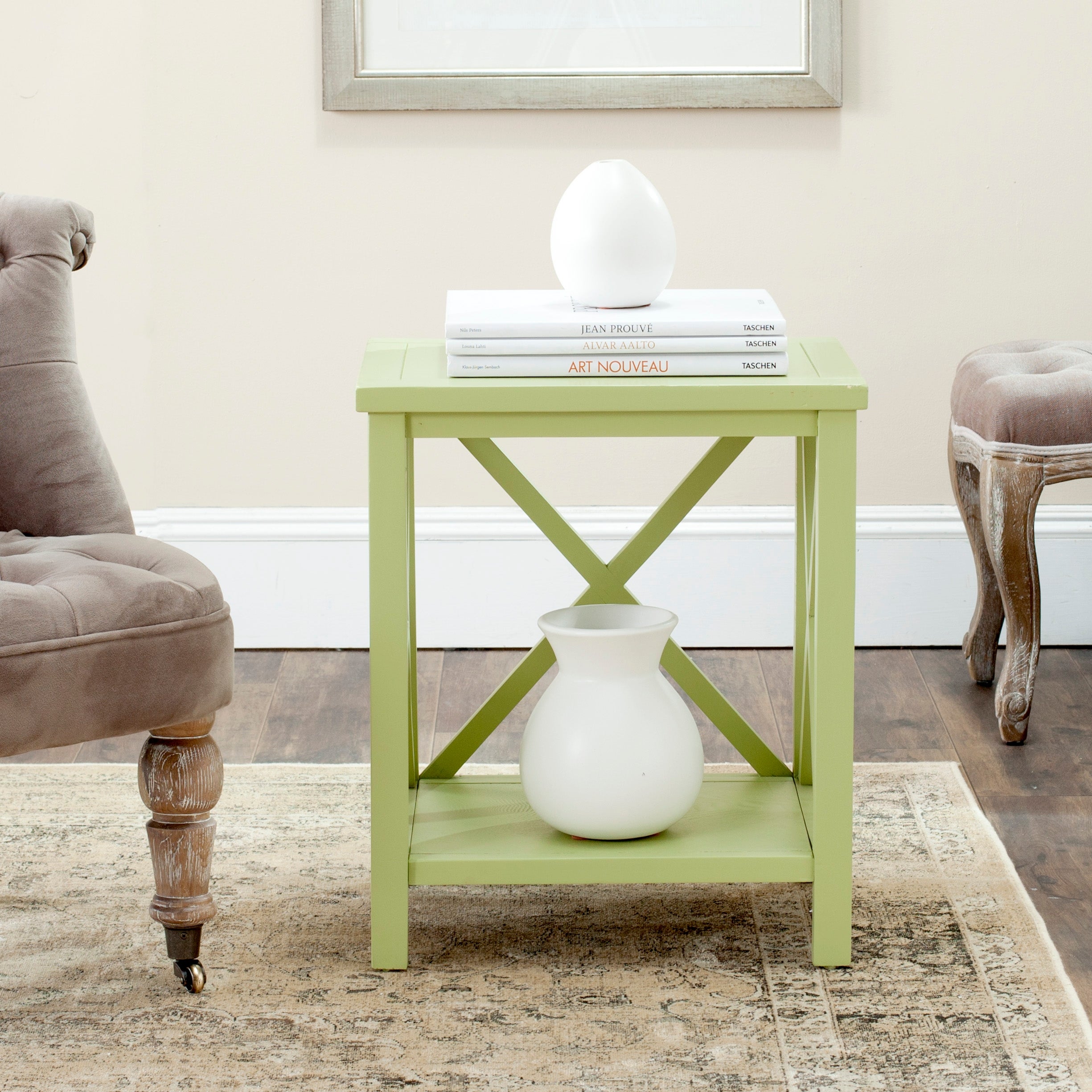 SAFAVIEH Candence Avocado Green Cross Back End Table - 18.1