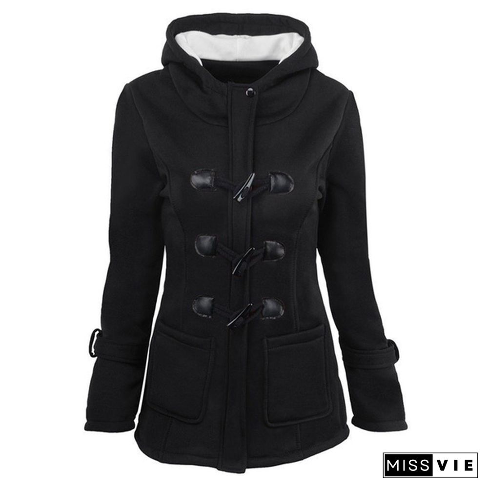 HOT Winter Women's Fashion Claw Clasp Wool Blended Classic Pea Warm Coat Jacket Plus Size XS-6XL