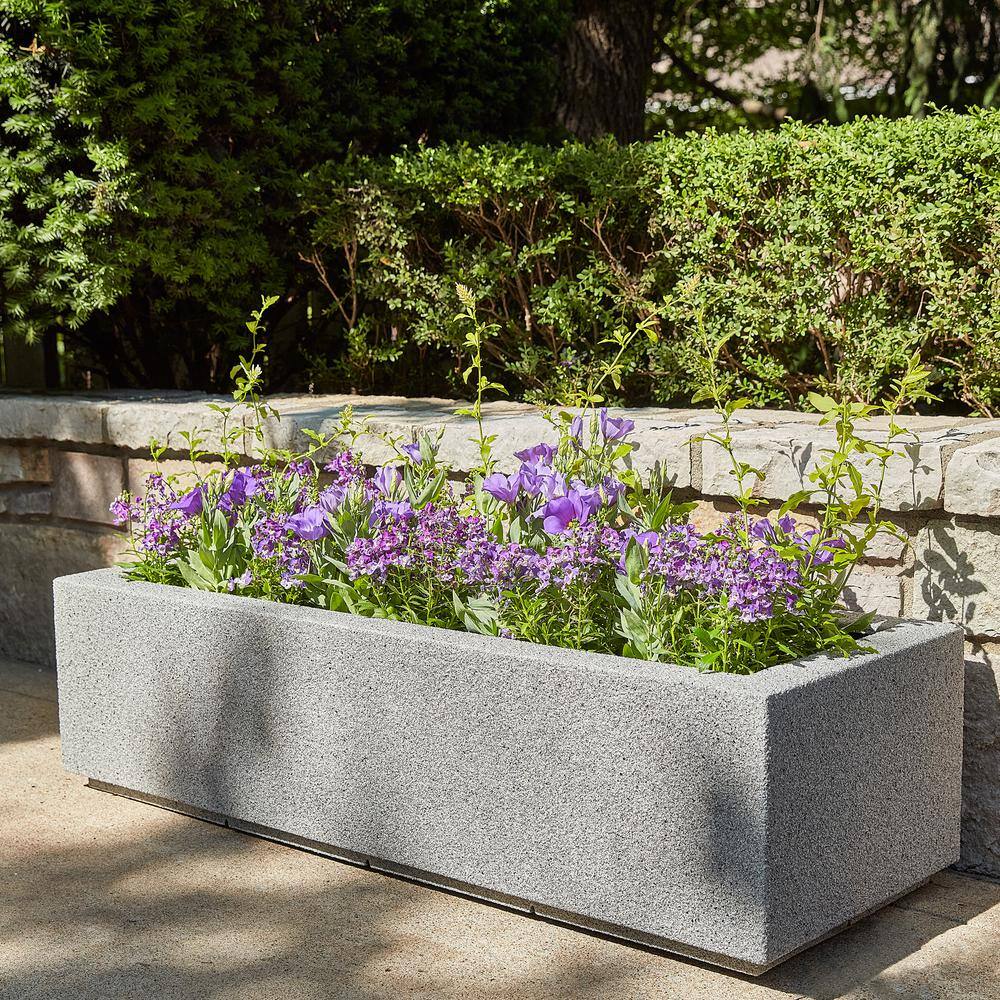 PolyStone Planters Riviera Short 46 in. x 12 in. Concrete Gray Trough 2003