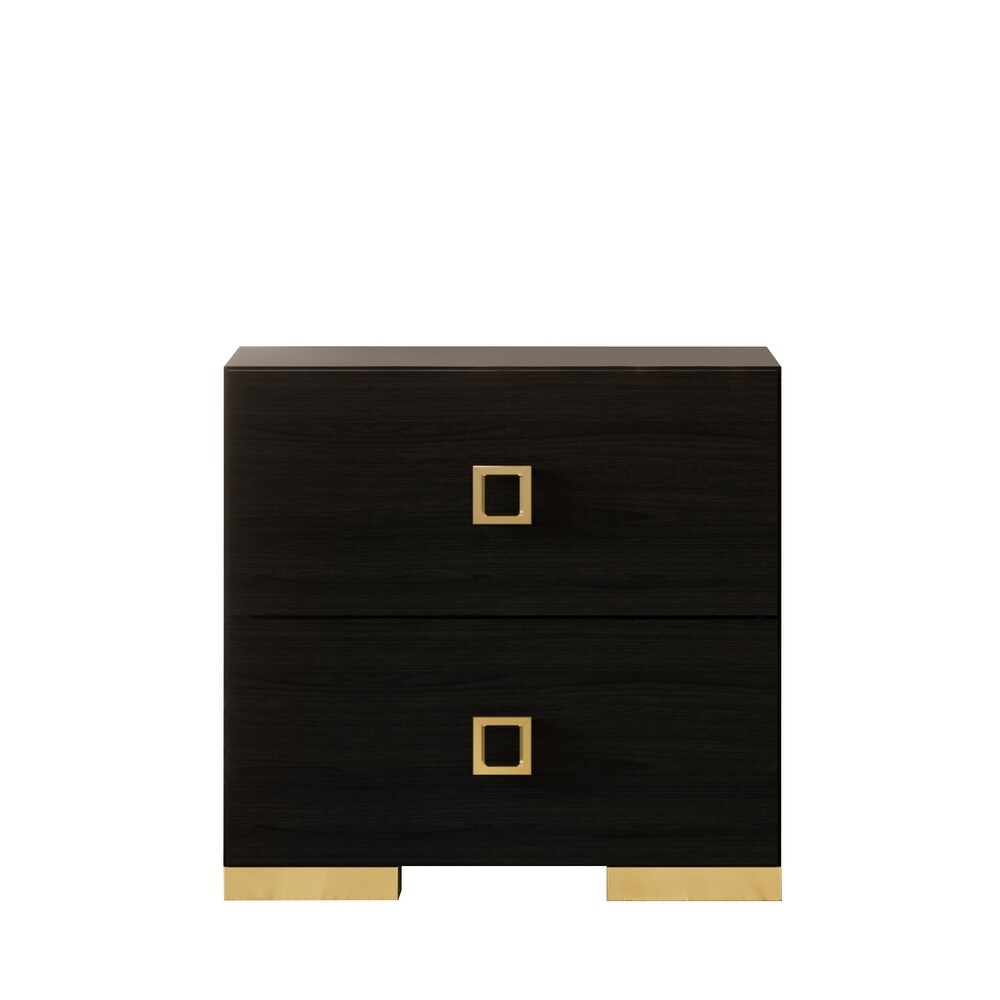 CraftPorch Modern Gold Legs Storage 2 Drawer Nightstand (Set of 2)