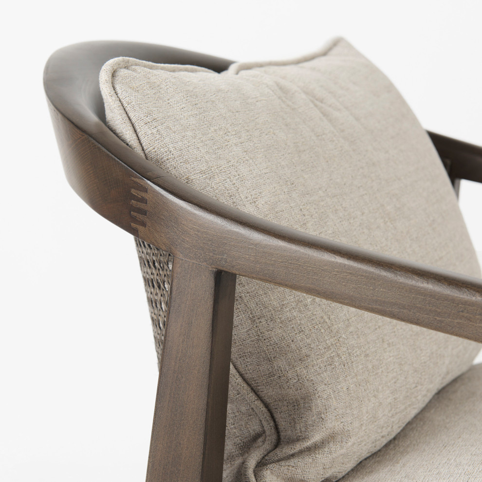 Landon Light Gray Fabric w/ Dark Brown Solid Wood  ampCane Back Accent Chair   Tropical   Armchairs And Accent Chairs   by Mercana  Houzz