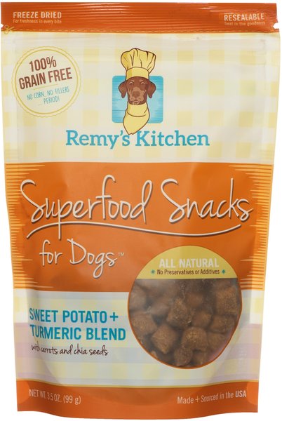 Remy's Kitchen Sweet Potato + Turmeric Blend Superfood Snacks Freeze-Dried Dog Treats， 3.5-oz bag