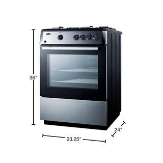 Summit Appliance 24 in. 2.7 cu. ft. Slide-In Gas Range in Stainless Steel and Black PRO24G