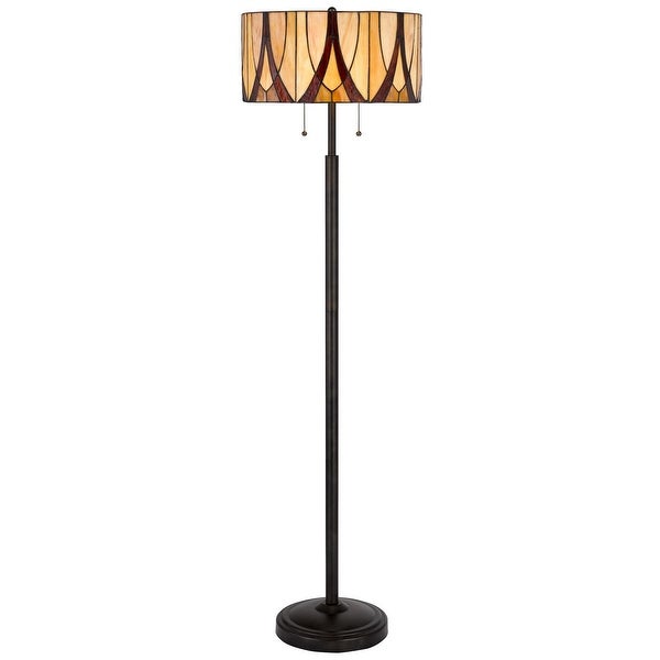 Eli 60 Inch  Style Floor Lamp， Glass Shade， Metal Base， Antique Bronze