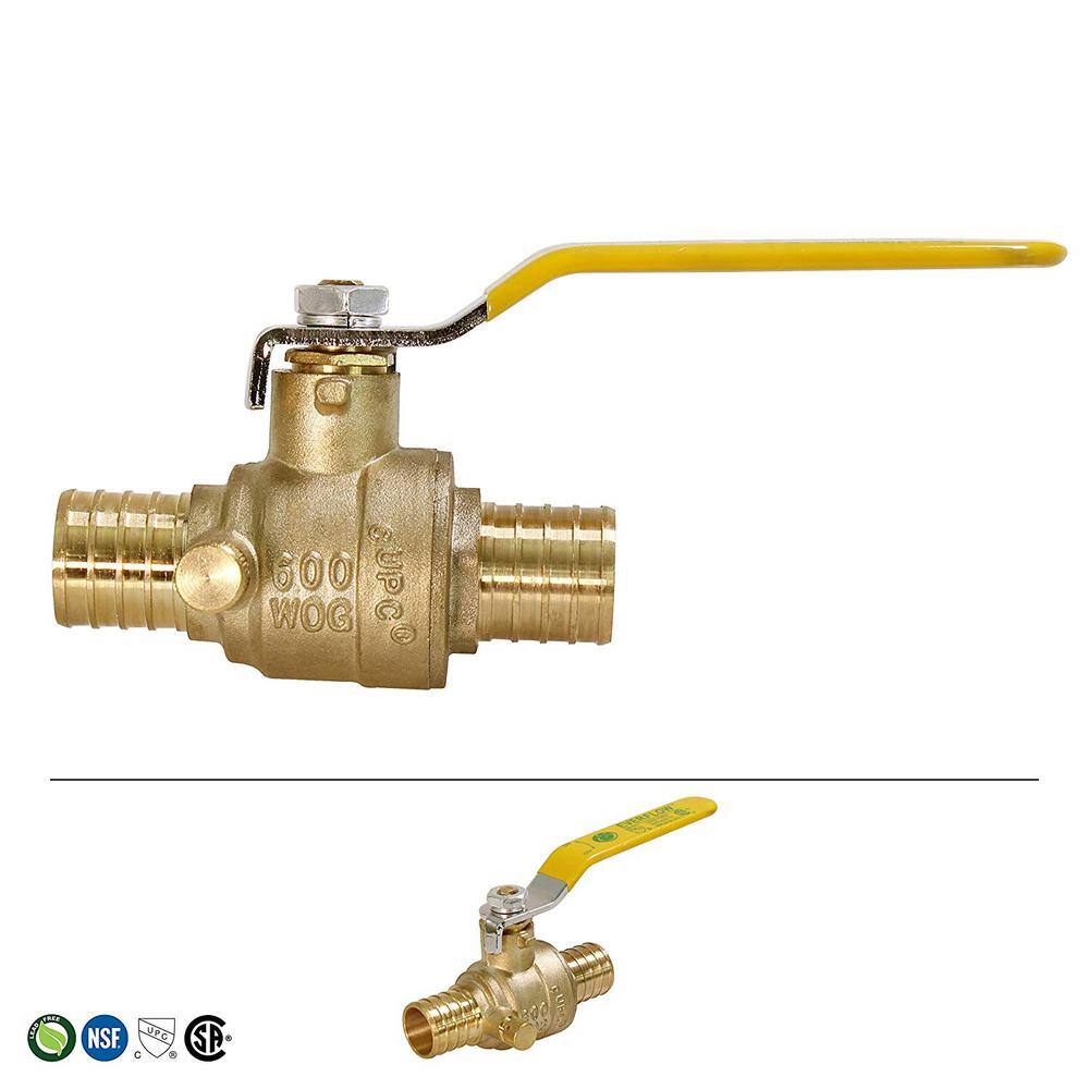 The Plumber's Choice 12 in. Full Port PEX Barb Ball Valve Water Shut Off with Drain 12405PV