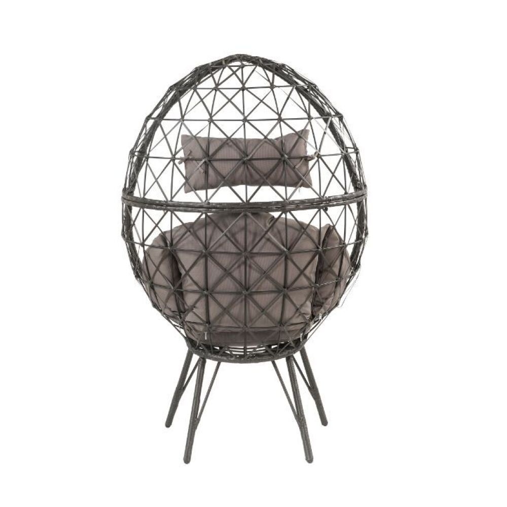 Patio Wicker Lounge Chair Light Gray Fabric  40\