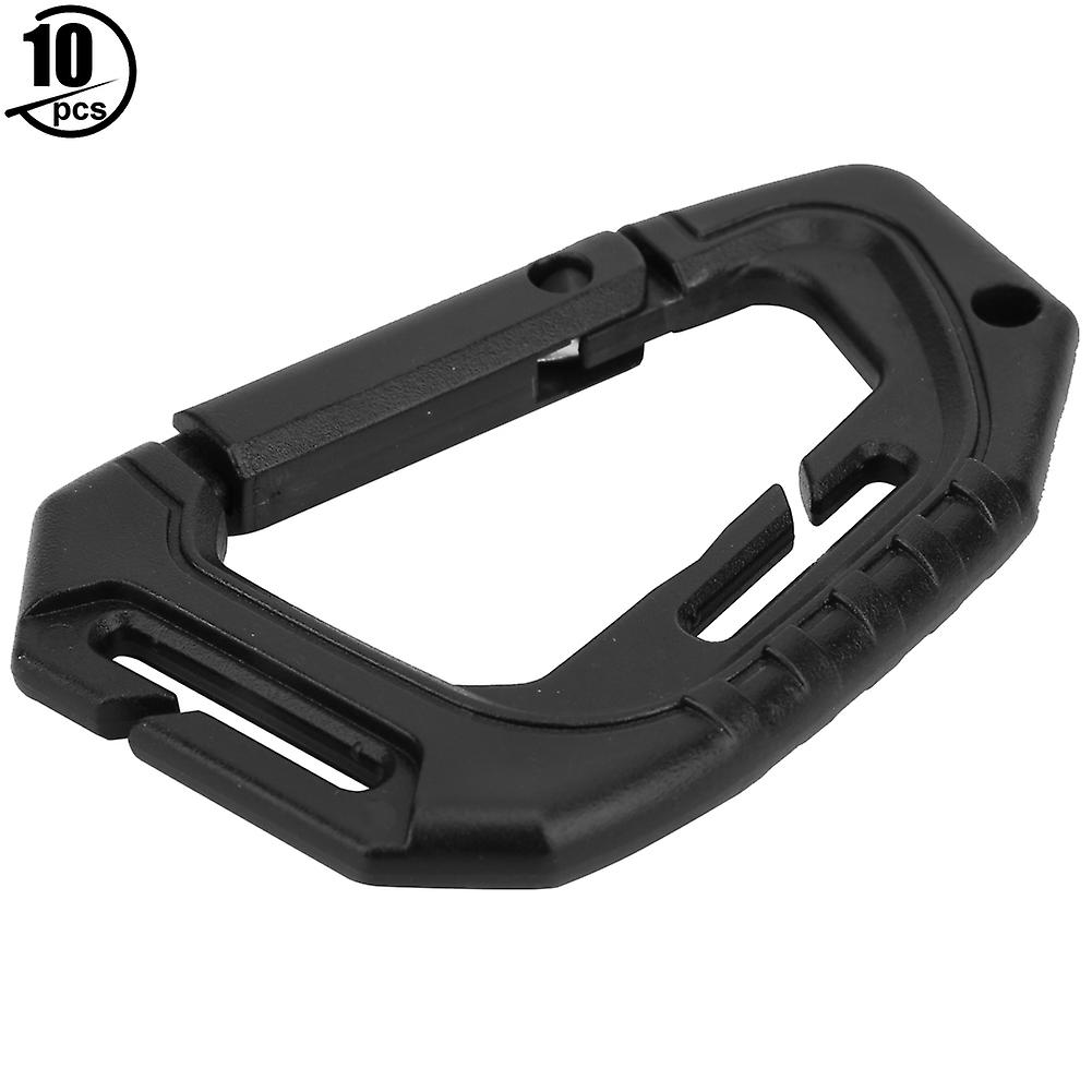 10pcs High Strength D-ring Plastic Carabiner Keychain Hook Buckle For Outdoor Climbingblack