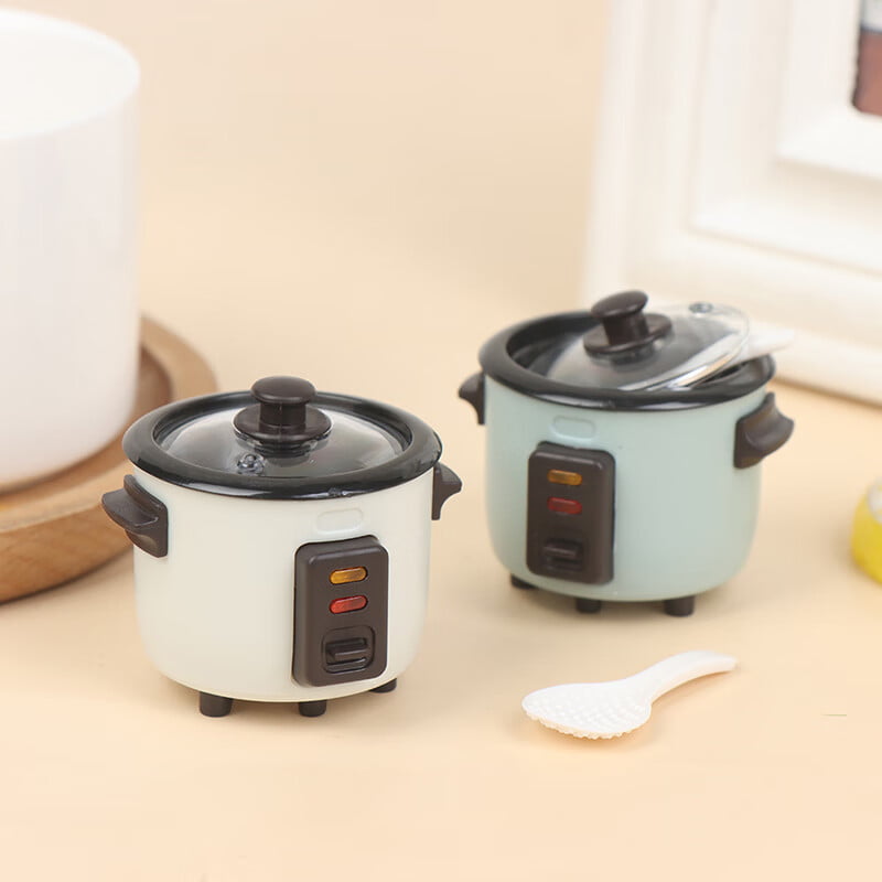 Olasme 1:12 Dollhouse Mini Rice Cooker W/ Rice Spoon Kitchen Kitchenware Cooking Model