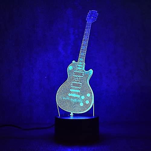 3d Music Electric Bass Guitar Night Light Lamp Usb Touch Switch Decor Table Desk Optical Illusion Lamps 7 Color Changing Lights Led Table Lamp Xm