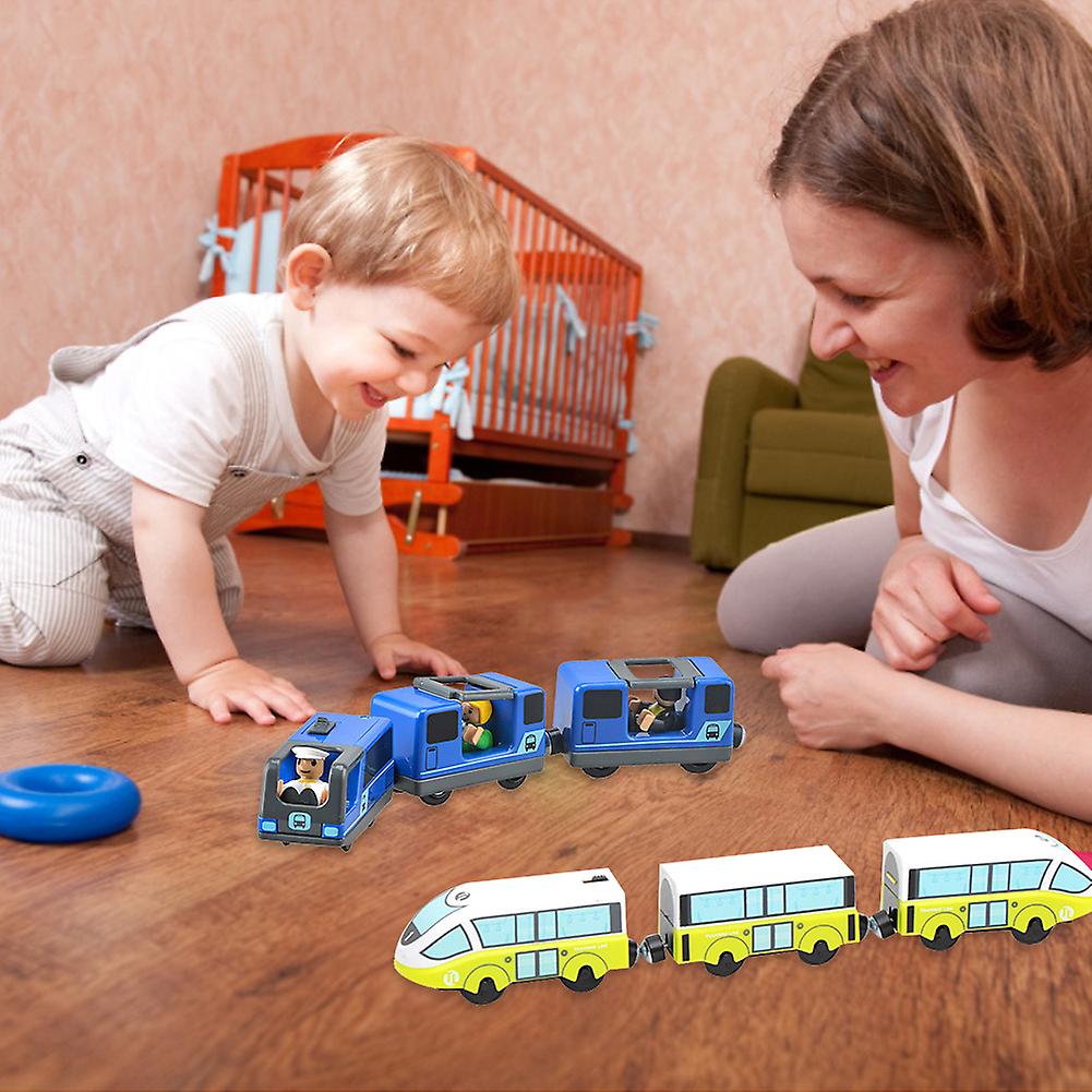 Railway Locomotive Toy Train Battery Operated Railway Locomotive Train Magnetic Connection For Kids Light Green