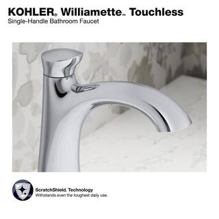 KOHLER Willamette Battery Powered Touchless Single Hole Bathroom Faucet in Polished Chrome K-R32929-4D-CP