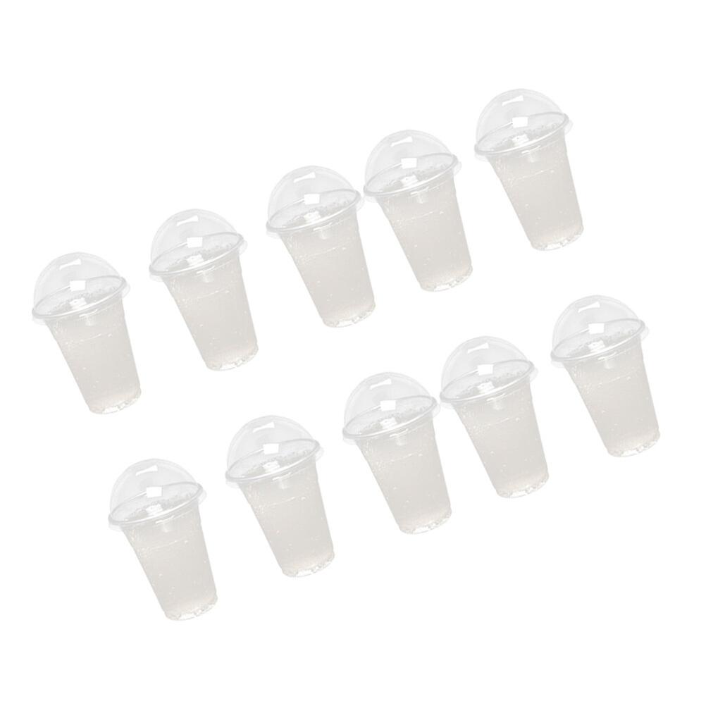 100pcs 380ml Disposable Clear Plastic Cups With A Hole Dome Lids For Tea Fruit Juice Milk Tea With Covers