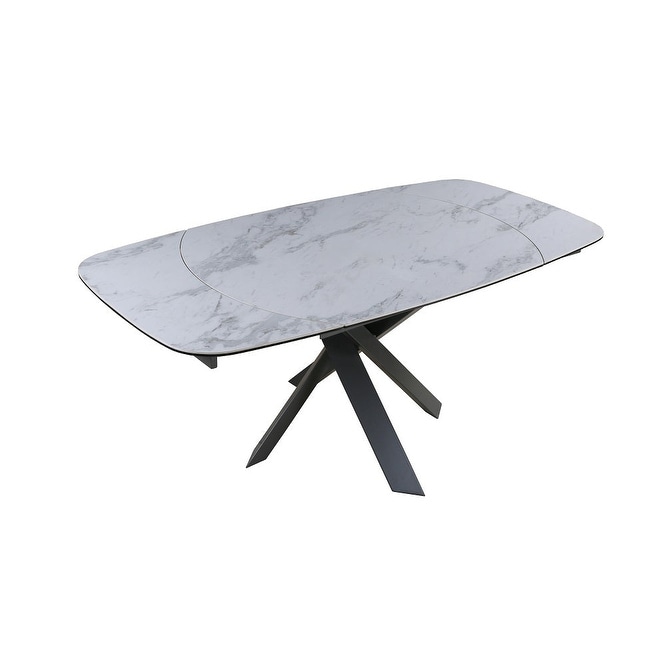 Functional Ceramic Top Dining Table with Metal Legs