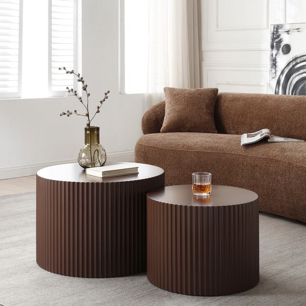 Modern Round Accent Nesting Side Coffee Table Set (Set of 2)