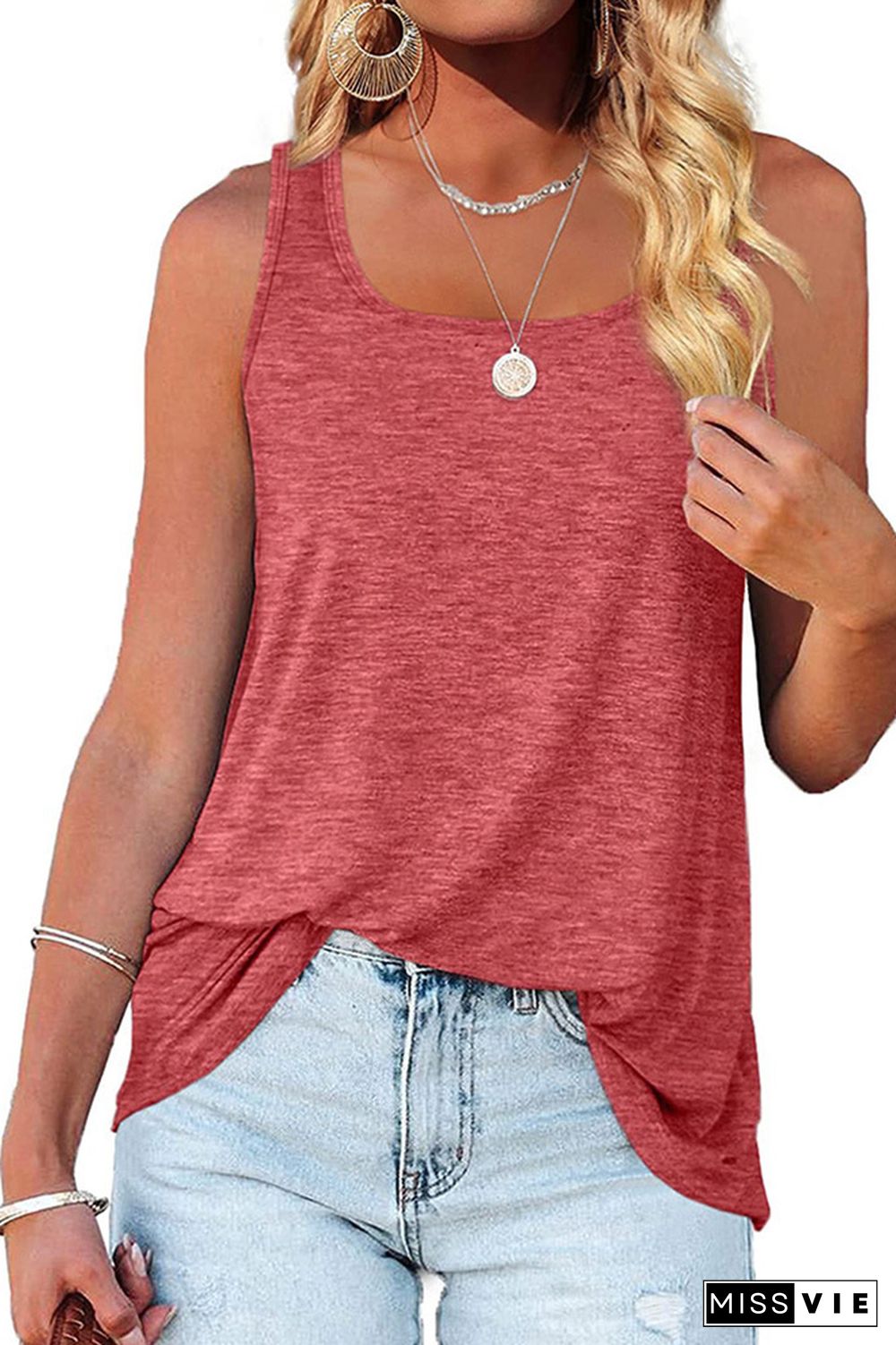 Plain Square Neck Jersey Tank Top