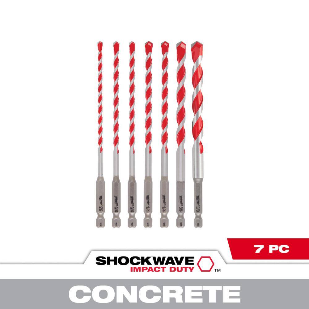 MW SHOCKWAVE Carbide Hammer Drill Bit Kit (7-Piece) 48-20-9052