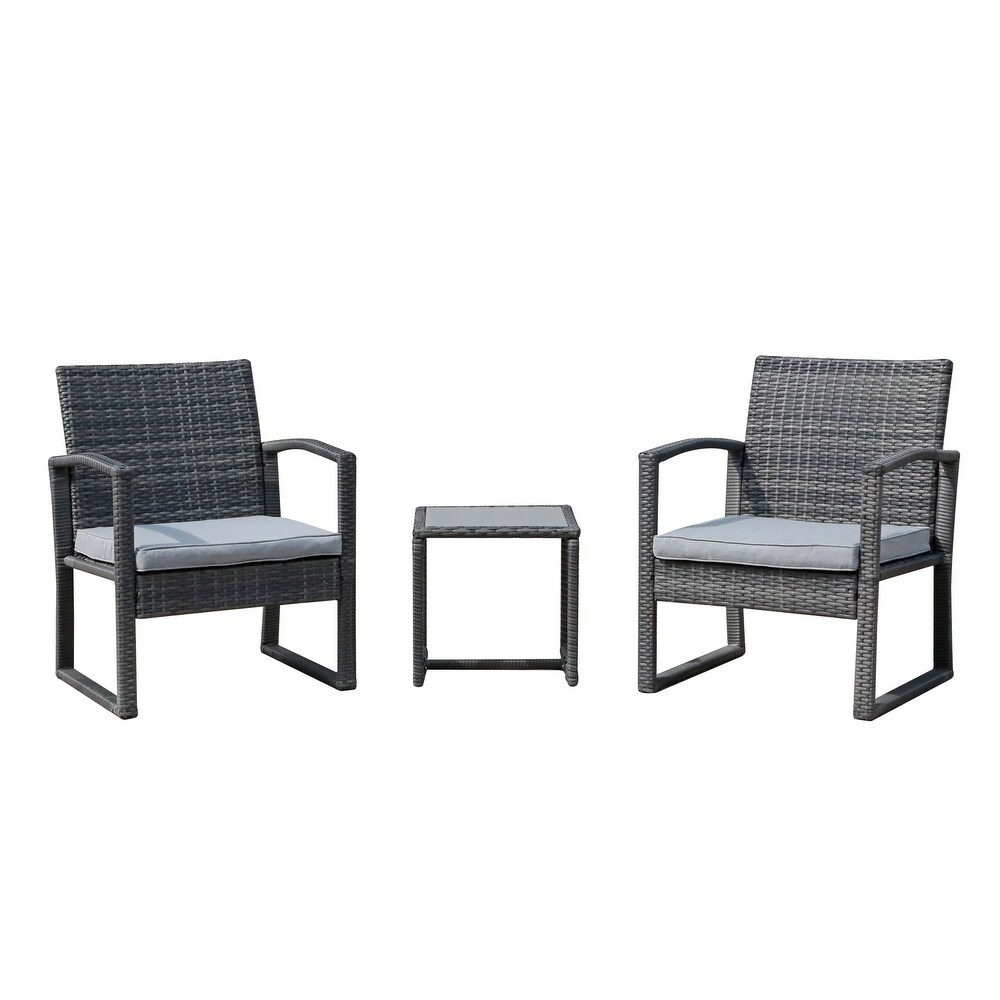 3 pc. Outdoor Cushioned Wicker Chat Set