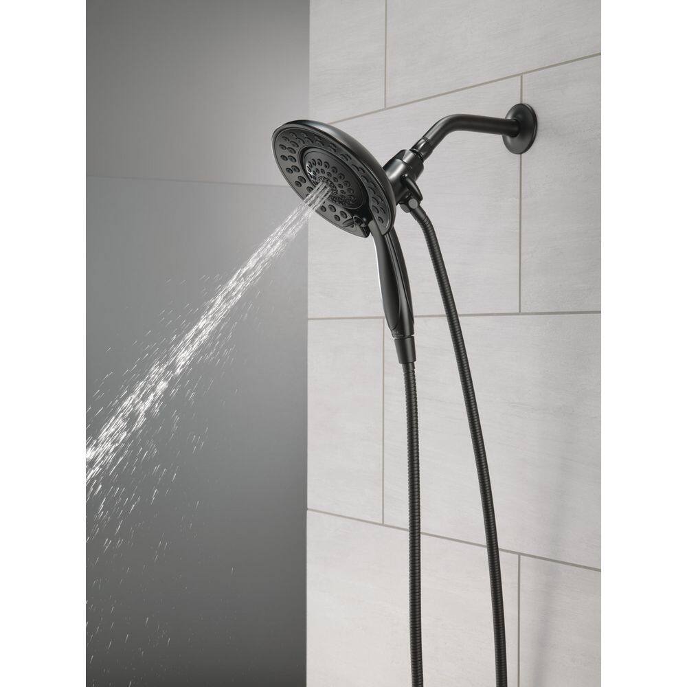 Delta In2ition 5-Spray Patterns 1.75 GPM 6.81 in. Wall Mount Dual Shower Heads in Matte Black 58569-BL-PK