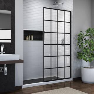 DreamLine French Linea Toulon 34 in. x 72 in. Frameless Fixed Shower Screen in Satin Black SHDR-3234721-89