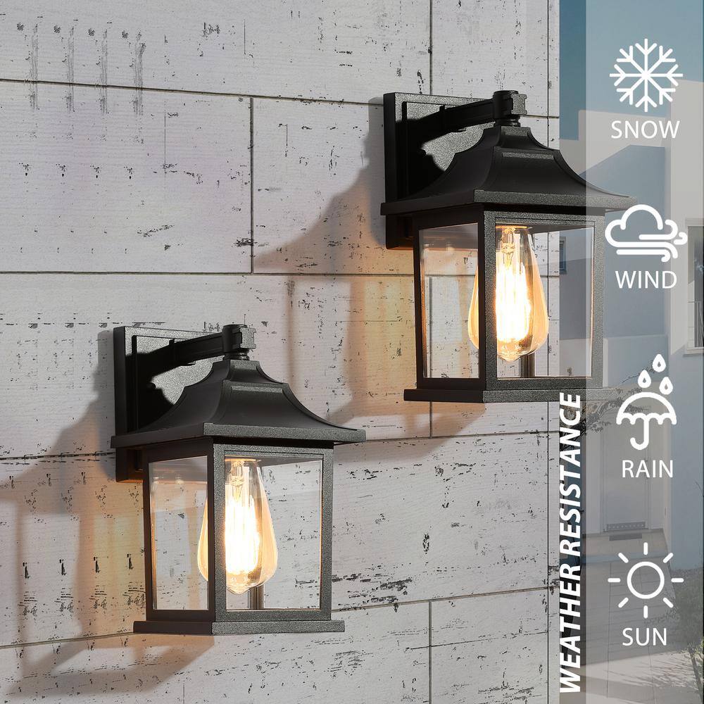 LNC Classic Black Outdoor Wall Lantern Sconce Contemporary 1-Light Hardwired Wall Light with Clear Glass Shade (2-Pack) Y7BZJRHD1748DO8