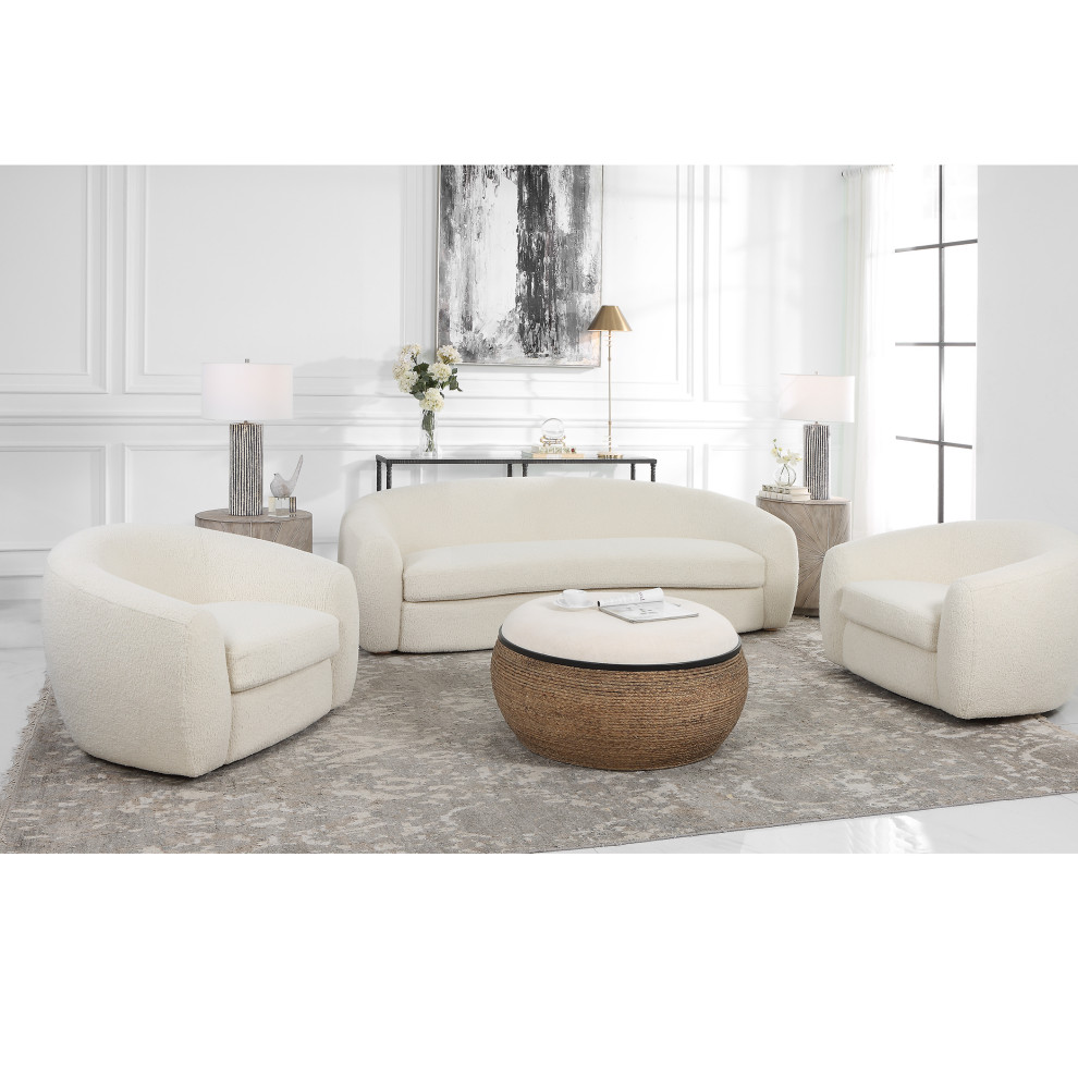 Uttermost Capra Art Deco White Swivel Chair   Transitional   Armchairs And Accent Chairs   by Uttermost  Houzz